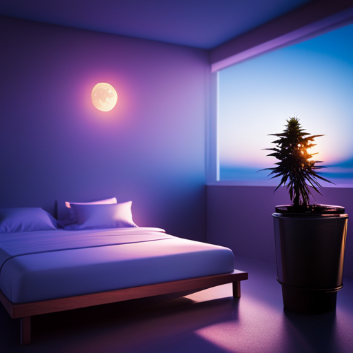 An image showcasing a serene, moonlit bedroom immersed in a hazy, ethereal atmosphere