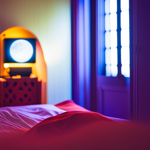 An image showcasing a serene moonlit bedroom, where a slumbering figure lies peacefully