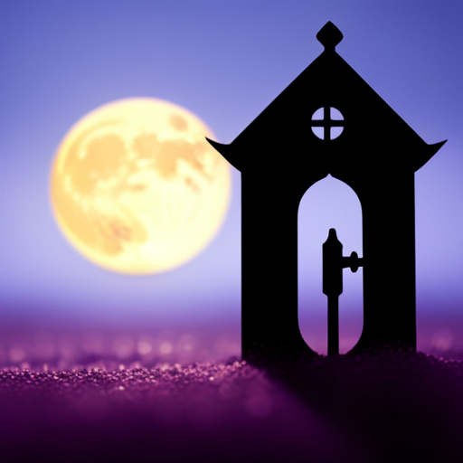 An image depicting a serene moonlit landscape, where a mysterious key unlocks a door adorned with intricate symbols