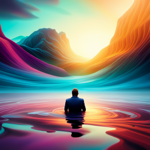 An image depicting a feverish person submerged in a surreal ocean of vibrant colors and swirling shapes, where fantastical creatures and fragmented memories collide, exploring why dreams become intensely vivid during illness