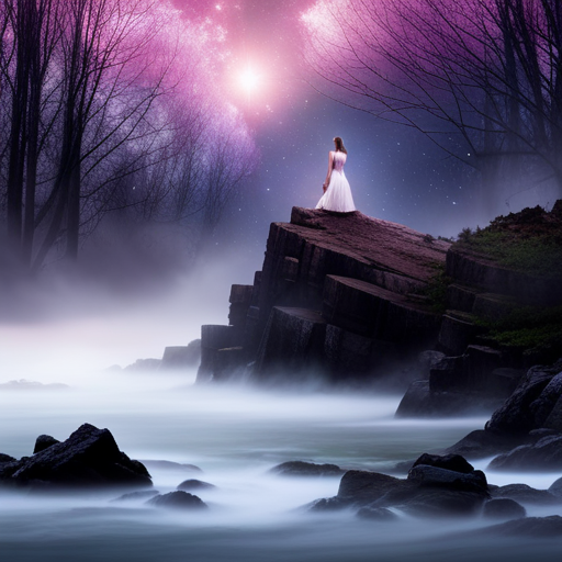 An image that captures the enigmatic aura of a dreamer's mind: a solitary figure standing in a surreal dreamscape, surrounded by ethereal mist, with cascading stars and vivid symbols reflecting their prophetic dreams