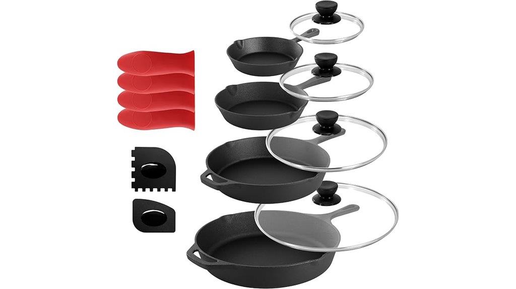13 piece cast iron skillet set