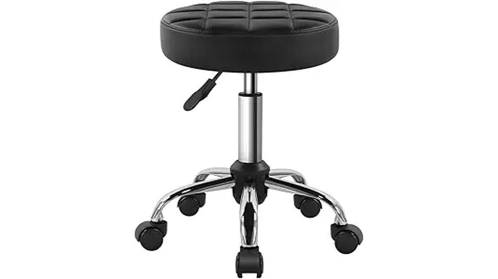 adjustable black rolling stool
