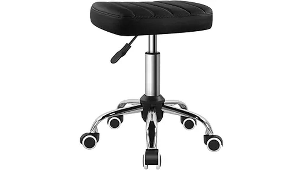 adjustable black rolling stool