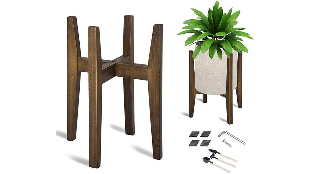 bamboo adjustable plant stand