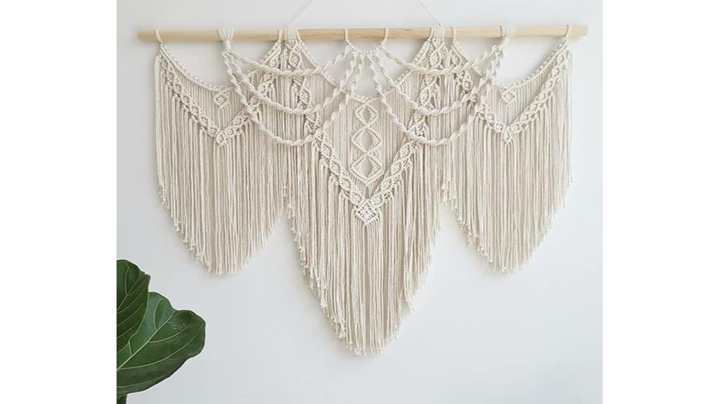 beige boho macrame wall