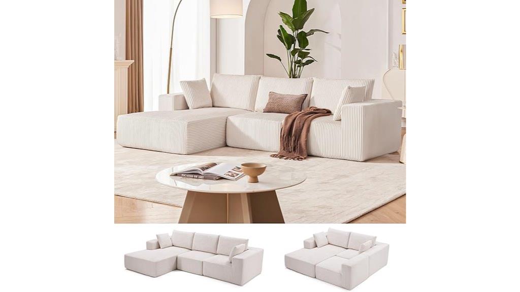 beige left facing modular sofa