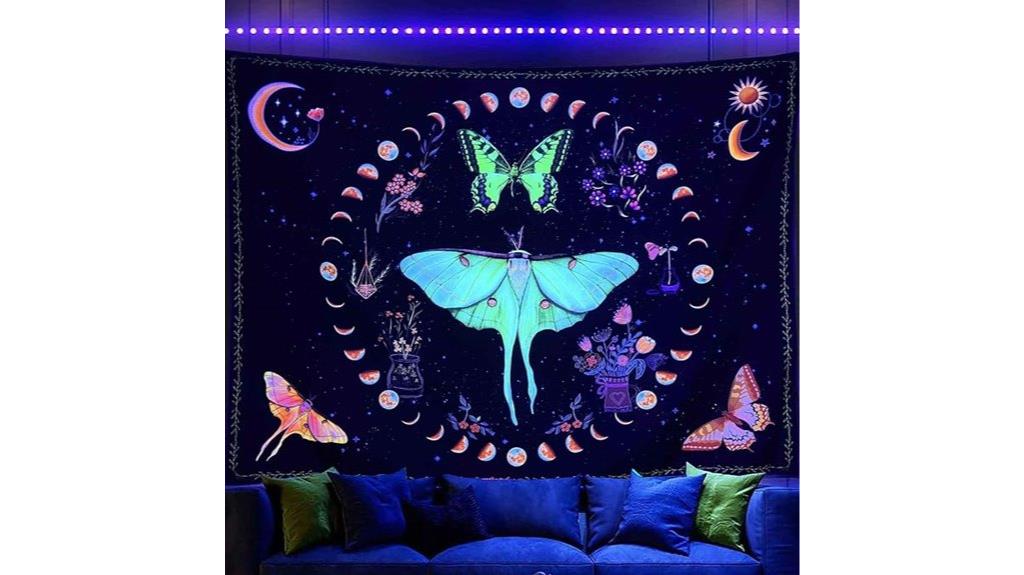 blacklight moon phase tapestry