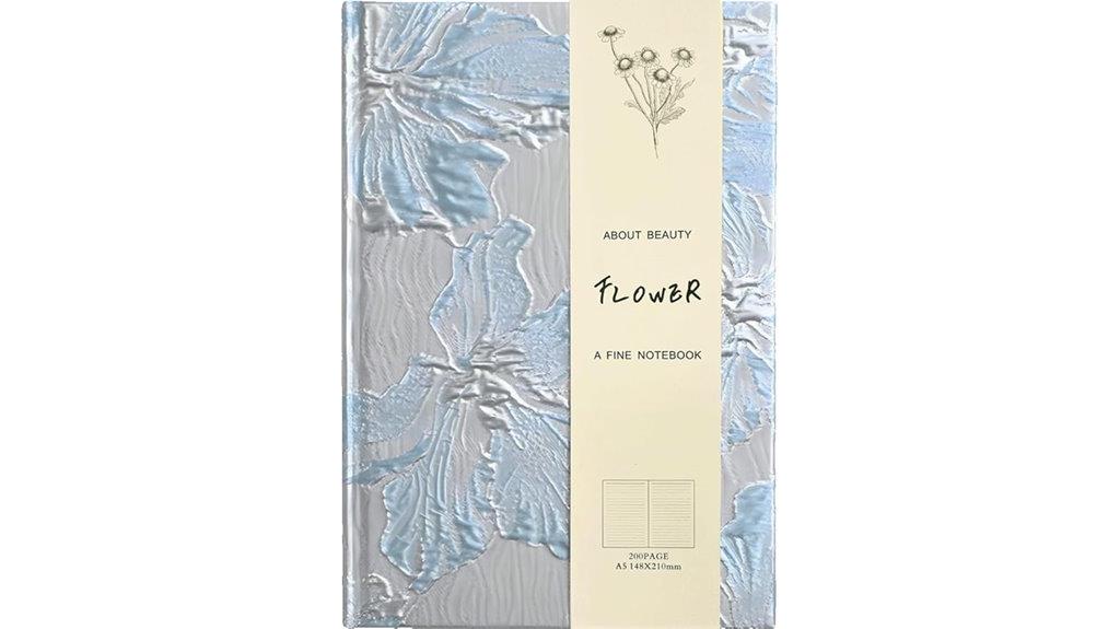 blue floral hardcover journal