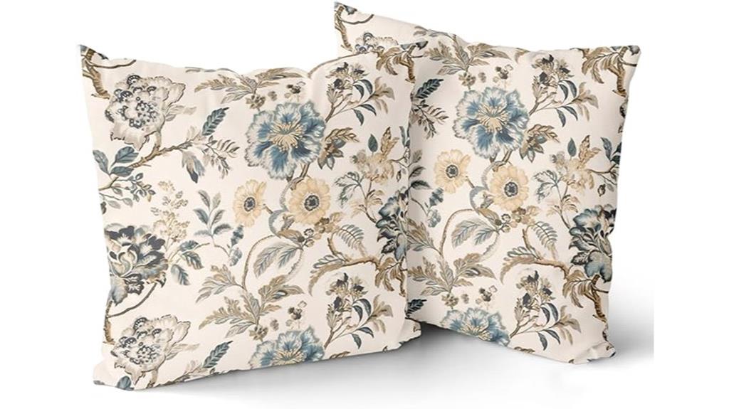 blue floral pillow covers
