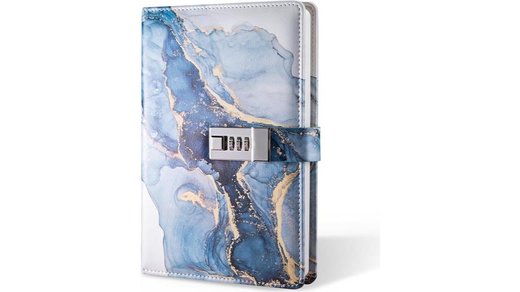 blue leather lockable diary