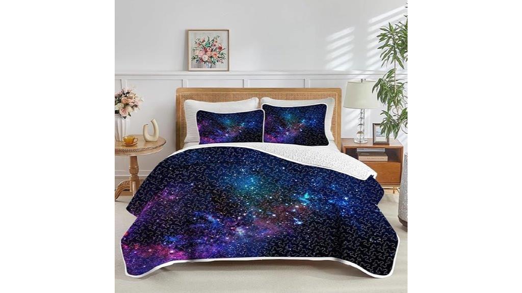 blue purple galaxy quilt