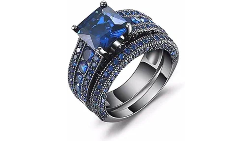 blue sapphire sterling set