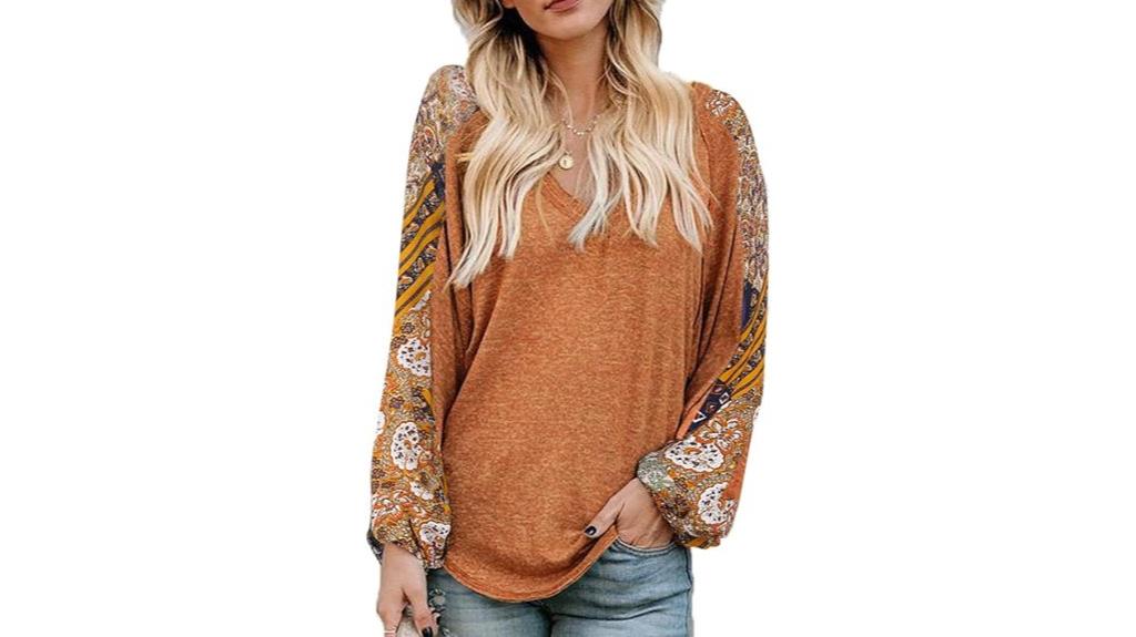 boho v neck long sleeve