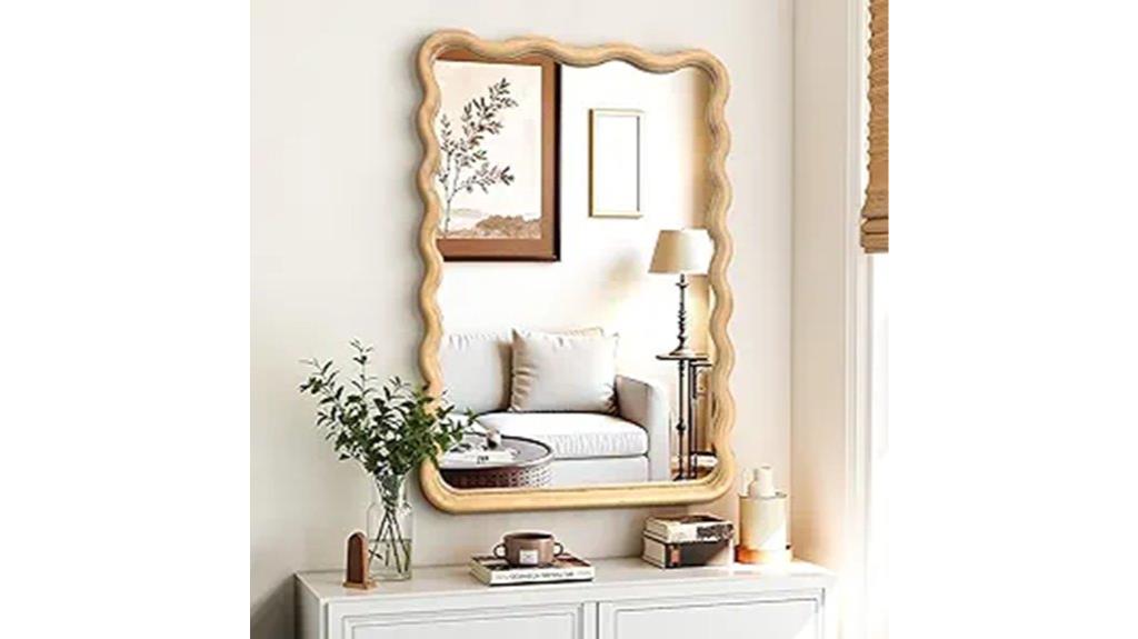 boho wavy wooden mirror