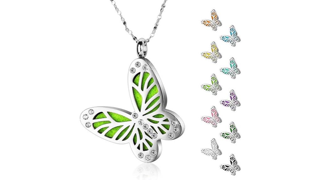 butterfly pendant diffuser necklace