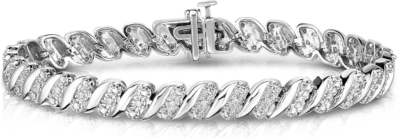 diamond silver tennis bracelet