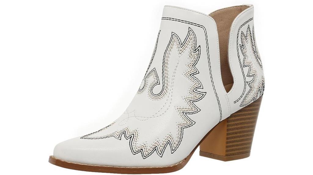 embroidered cowboy ankle boots