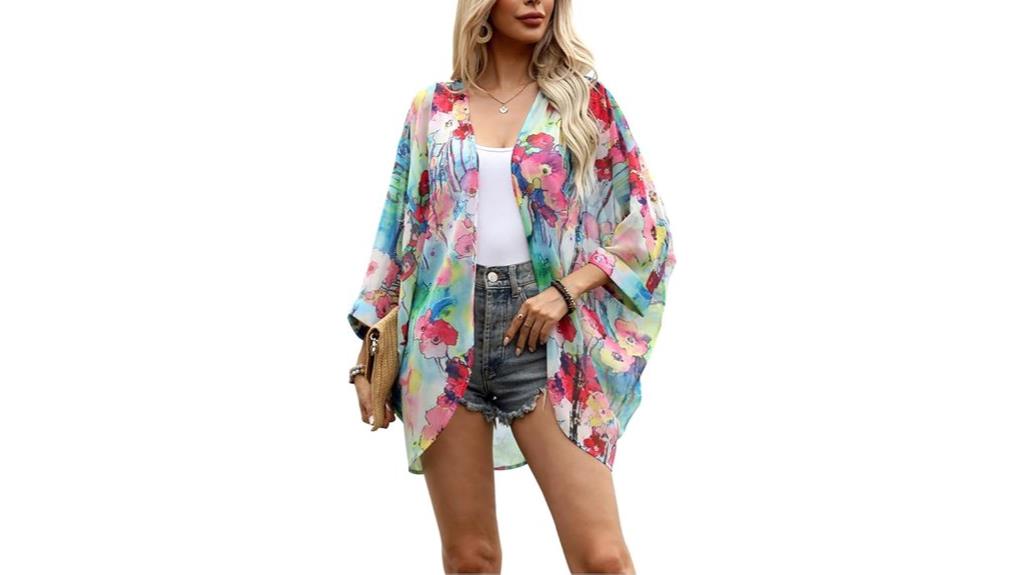 floral sheer chiffon kimono