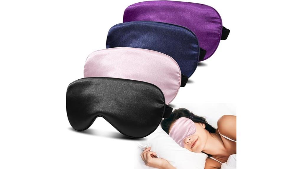 four colored silk sleep masks