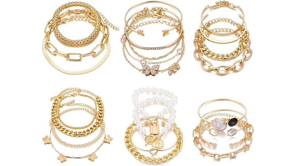 gold chain bracelets set