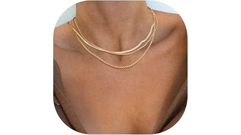 gold herringbone necklace