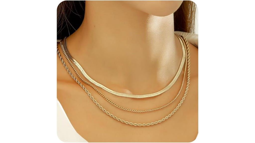 gold plated herringbone necklace