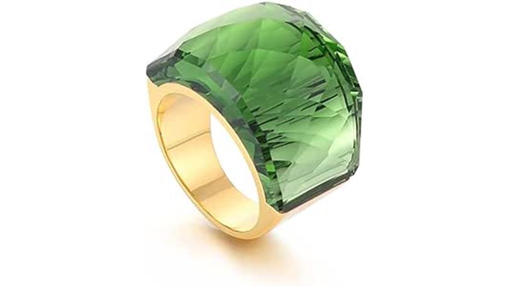 gold plated rhinestone statement ring