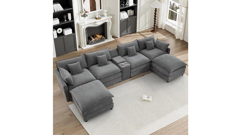 gray u shaped modular couch