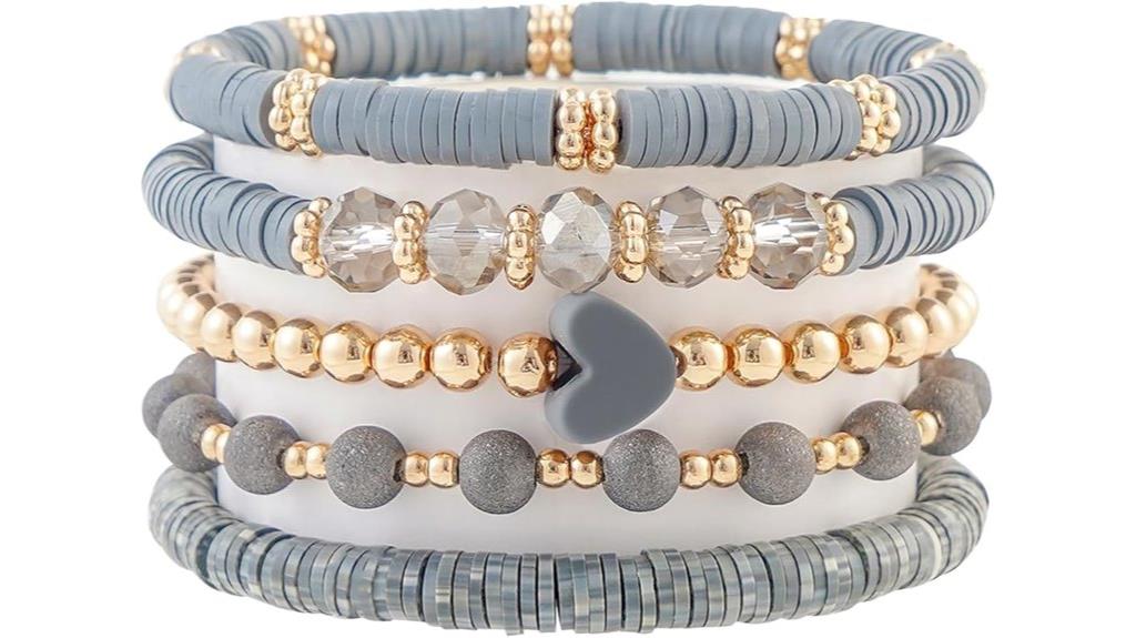 heishi beaded stretch bracelets