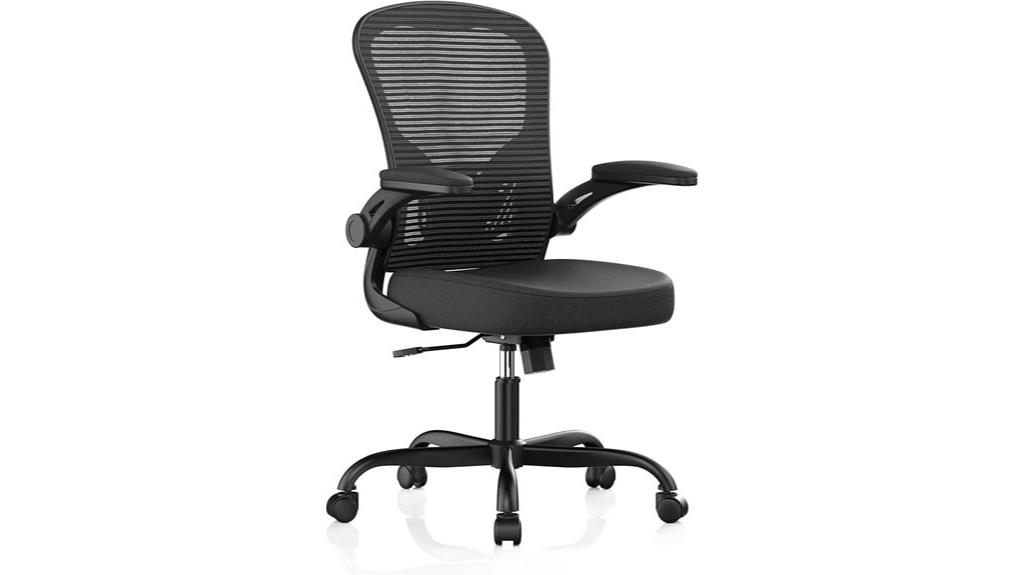 high back mesh flip arm chair