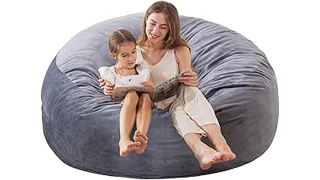 large dark gray bean bag