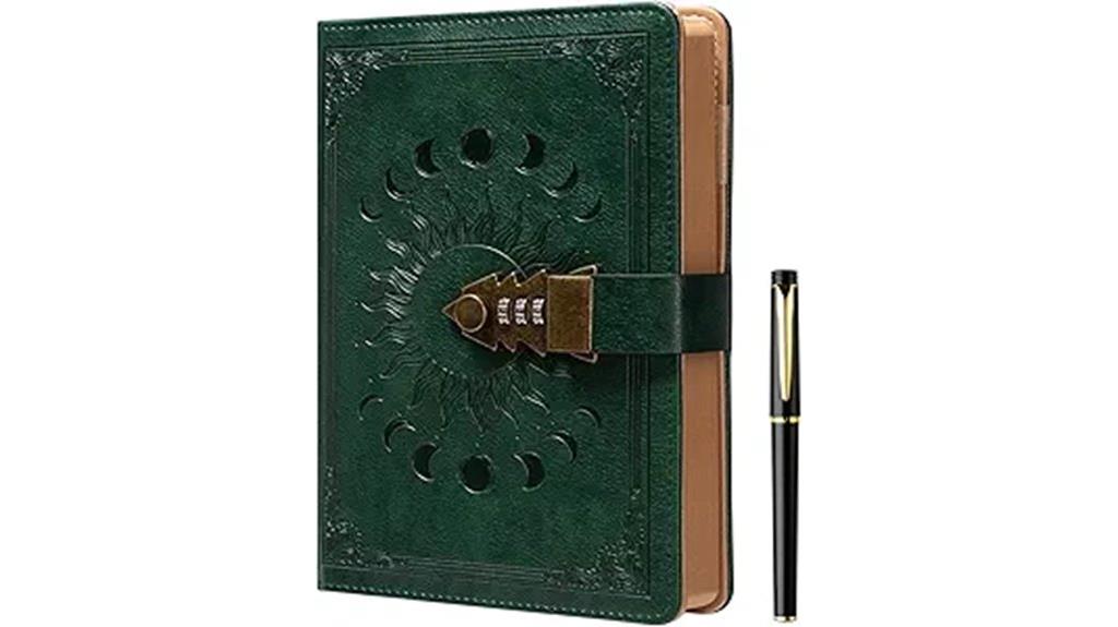 leather hardcover lock diary