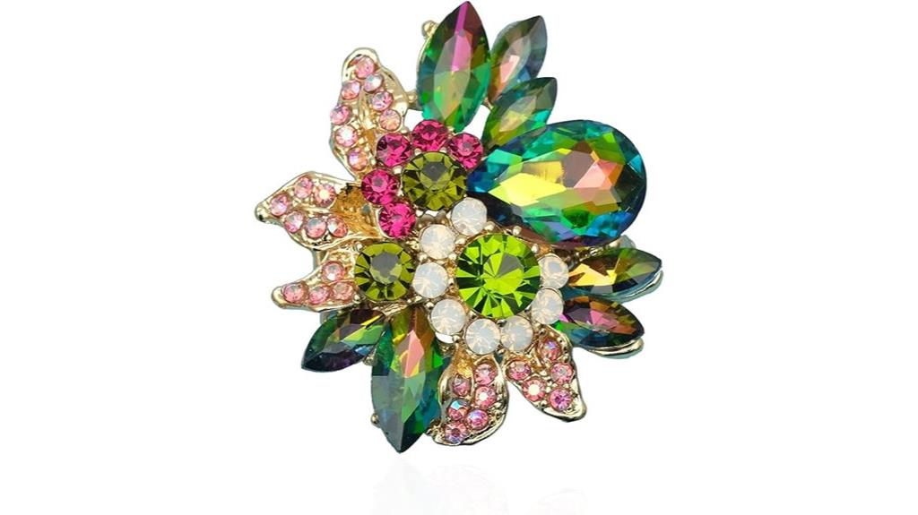 luxury crystal leaf ring