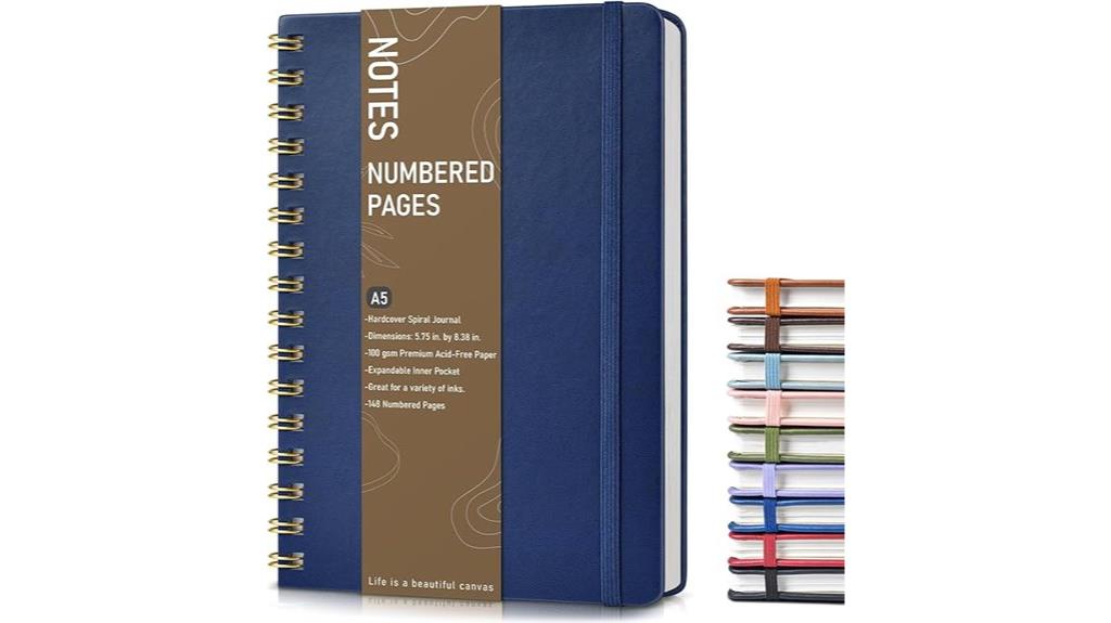 navy blue spiral notebook