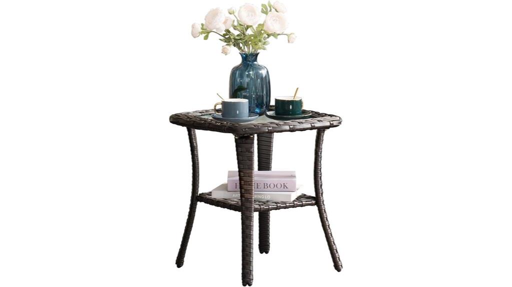 outdoor glass side table