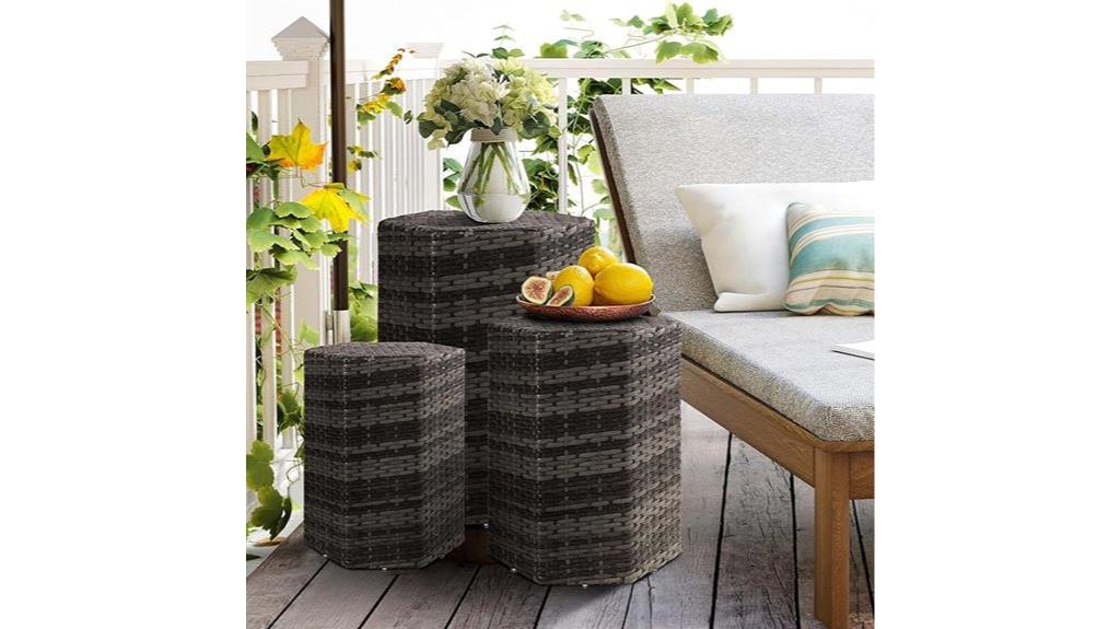 outdoor wicker side table set