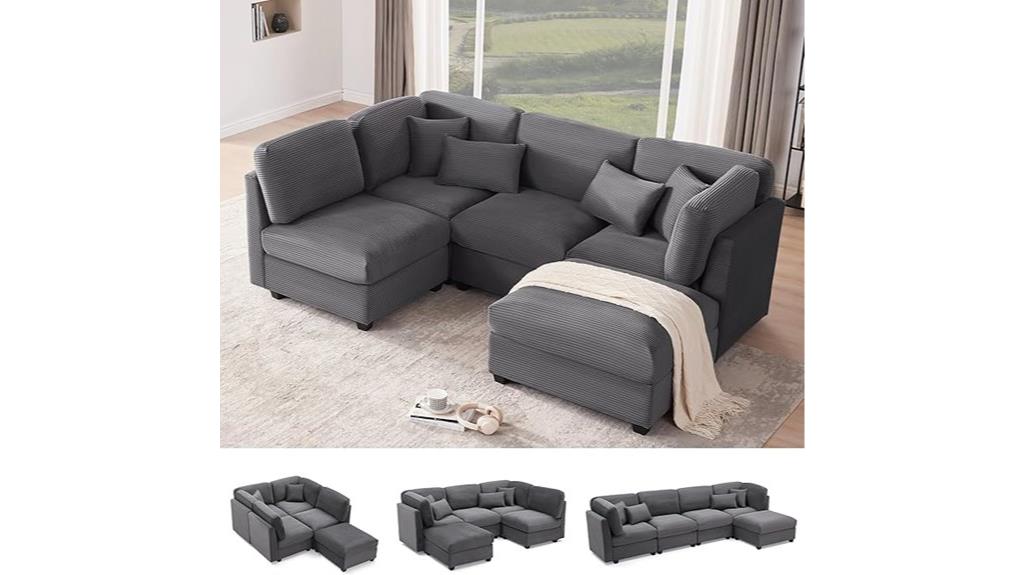 oversized corduroy modular sofa