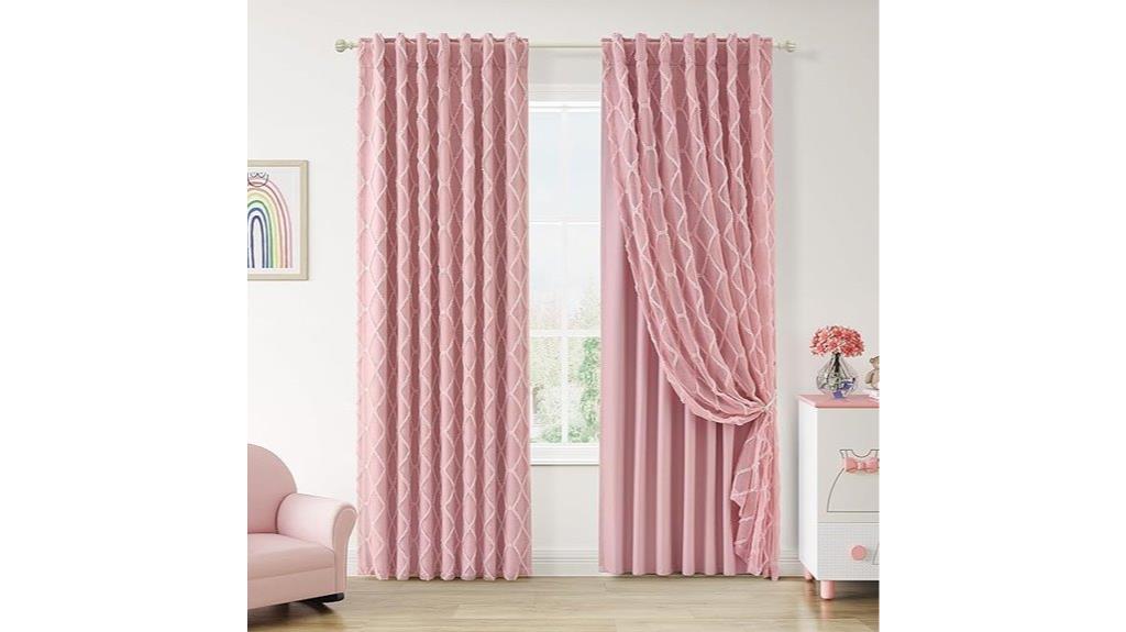 pink double layer blackout curtains