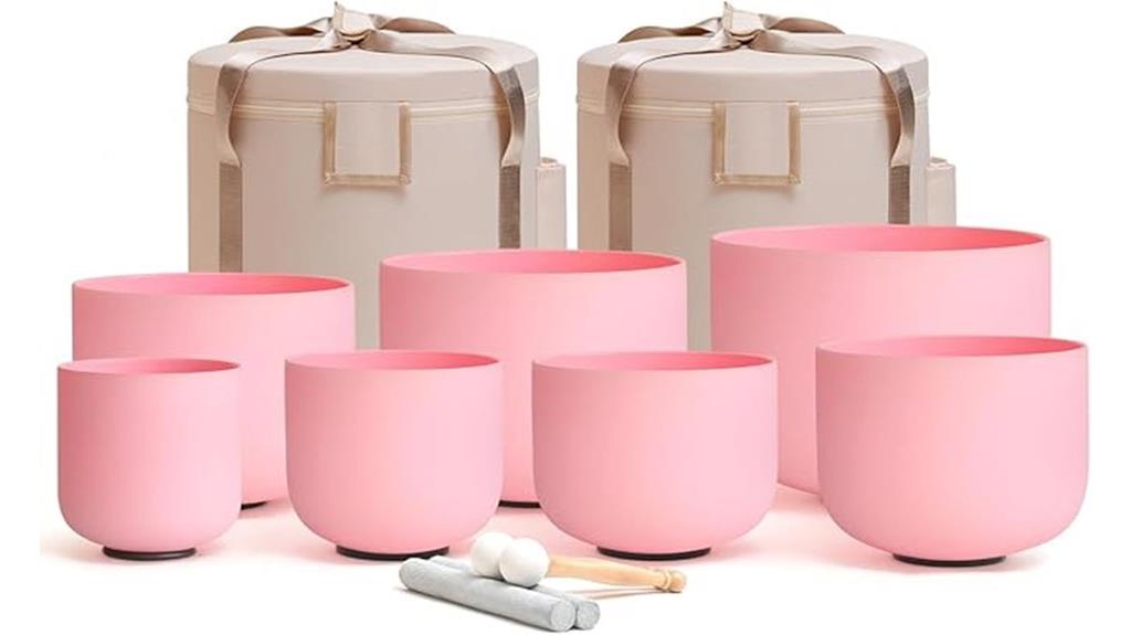 pink quartz chakra bowls