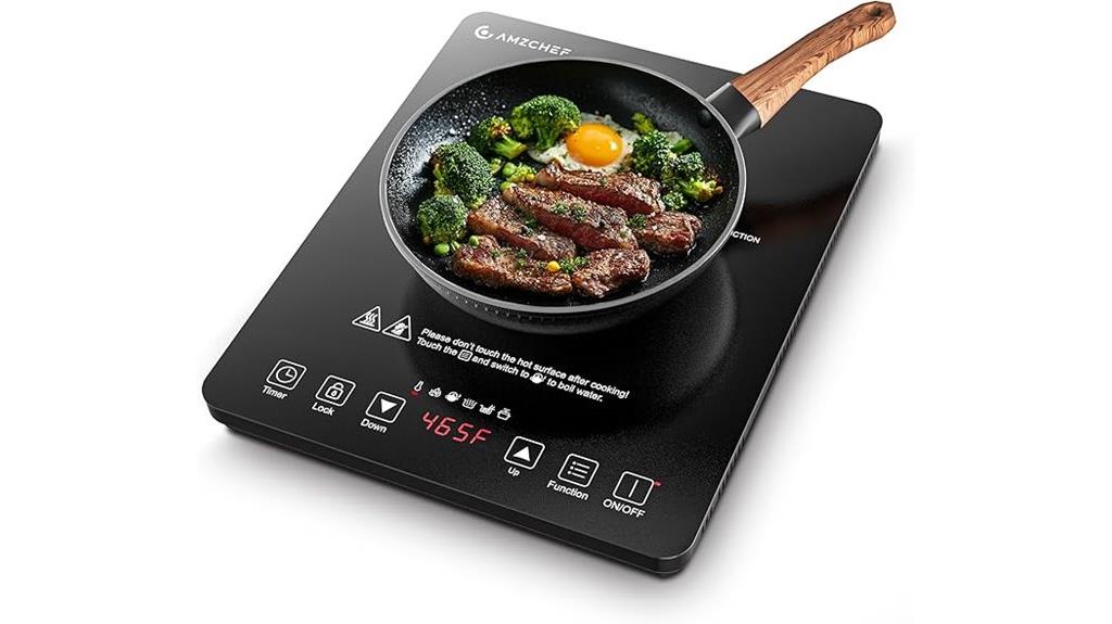 portable induction cooktop with multiple power and temperature levels