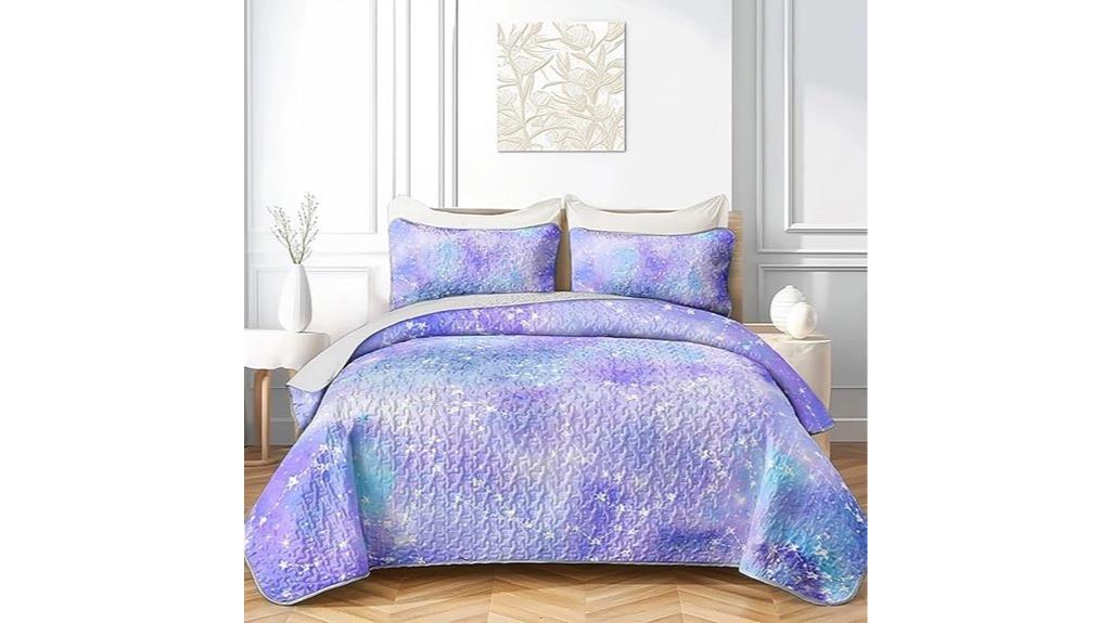 purple galaxy quilt set