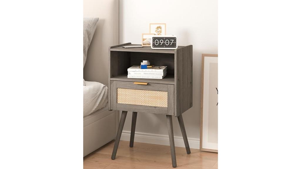 rattan nightstand with storage