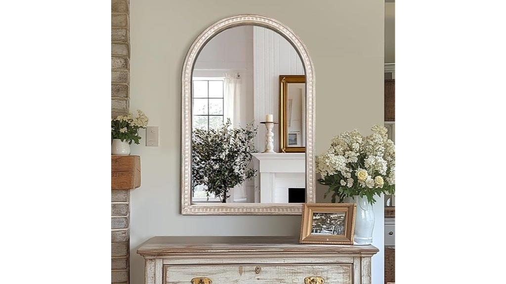 rustic beaded wooden mirror
