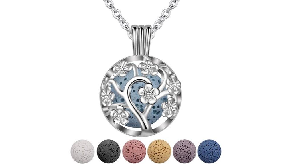 sakura lava stone necklace