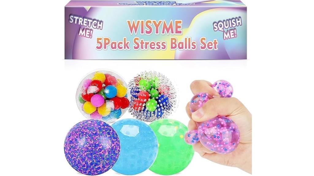 set of five adult stress balls