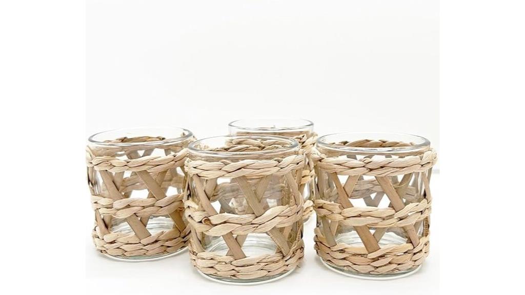 set of four rattan holders