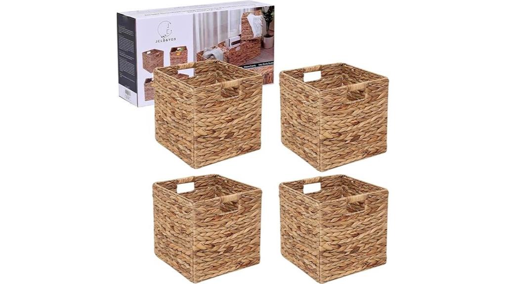 set of four water hyacinth baskets