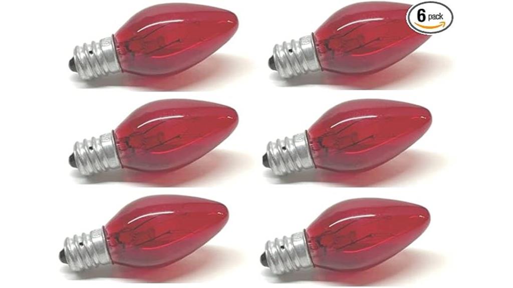 set of six red night bulbs