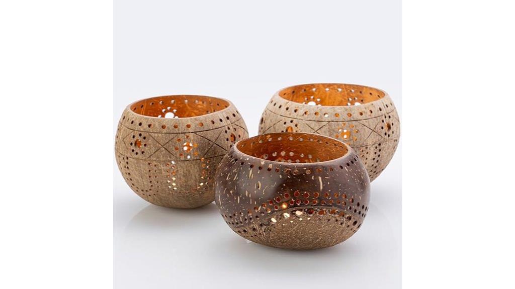 set of three coconut shell tealights